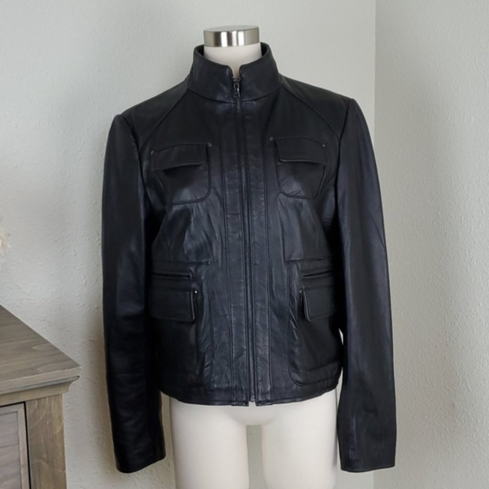 Y2K Women's Kenneth Cole New York Leather Moto Jacket